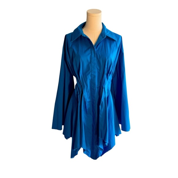 L'Academie - NWOT Zenda Mini Button Down Dress Electric Blue Sz S - Picture 2 of 8